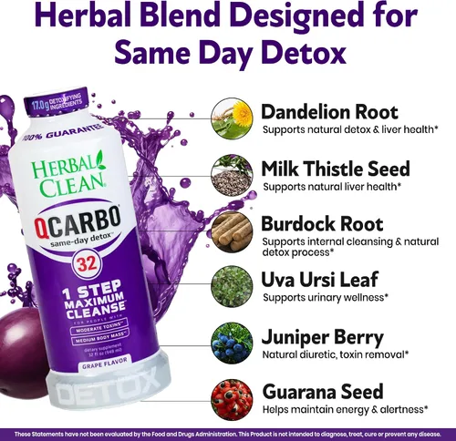 Vista 5 de Desintoxicante Herbal Clean, Q carbo 32, uva líquida, 32 onzas
