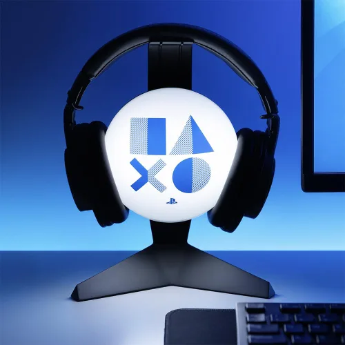 Vista 5 de Paladone PlayStation Light Up Headphone Stand, Turns On When Headphones are Placed, USB Powered Headset Stand for Gamers, PlayStation Gaming Setup