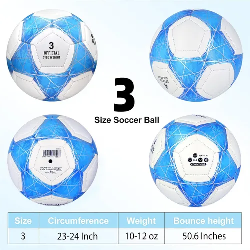 Vista 7 de STEEFAN Balón de fútbol verde azulado/azul/rosa, tamaño 3/4/5 para jugar al aire libre, pelota oficial de fútbol que cambia de color con agujas