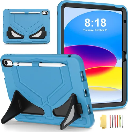 Vista 26 de Funda infantil para iPad de 9ª/8ª/7ª generación de 10.2 pulgadas con mango giratorio/soporte, ligera, suave, espuma EVA, a prueba de golpes, 01#