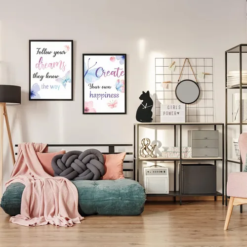 Vista 6 de Zonon Juego de 9 piezas de decoración de pared de mariposa en acuarela, con cita inspiradora de mariposas, 8 x 10 pulgadas, frases motivacionales