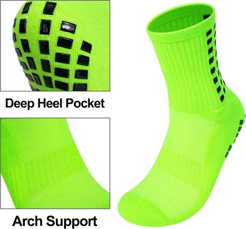 Vista 4 de Elfcool Calcetines de fútbol con agarre, 6 pares de almohadillas antideslizantes de agarre atlético calcetines de fútbol para hombres y mujeres