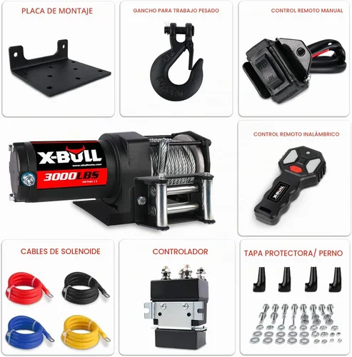 Vista 5 de X-BULL Cabrestante eléctrico de alambre de acero de 12 V 3000 libras para remolcar ATV/UTV todoterreno con soporte de montaje remoto inalámbrico