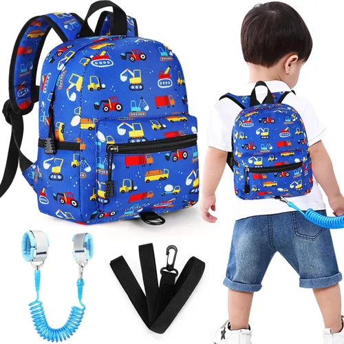 Vista 13 de Accmor Arnés de mochila de dinosaurio para bebés con correa para niños pequeños con eslabón de muñeca antipérdida, bonita bolsa de guardería