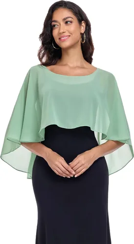 Vista 10 de Sheer Shawls and Wraps for Evening Dresses Chiffon Capes for Women Negro