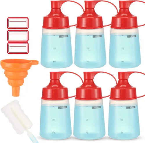 Vista 13 de Botella exprimidora de condimentos para salsas de boca ancha, botellas de plástico para condimentos, pintura, salsa de tomate, mostaza, aceite