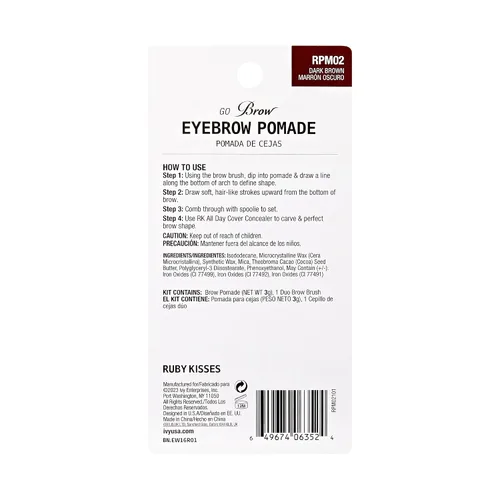 Vista 7 de Ruby Kisses Go Brow Pomada para cejas resistentes al agua de larga duración a prueba de manchas (marrón oscuro)