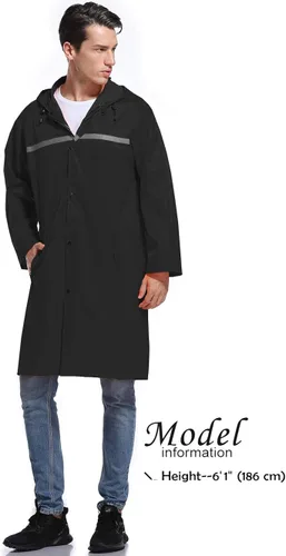 Vista 2 de Chaqueta de lluvia de seguridad larga con capucha para hombre, impermeable, poncho de emergencia