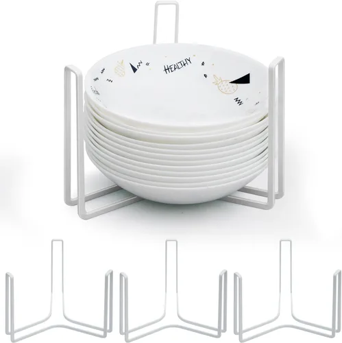 Vista 7 de Soporte para Platos y Cuencos de Vajilla Apto para Cuencos de 6.5 Pulgadas de Diámetro, Estante de Exhibición y Almacenamiento de Cuencos de Metal