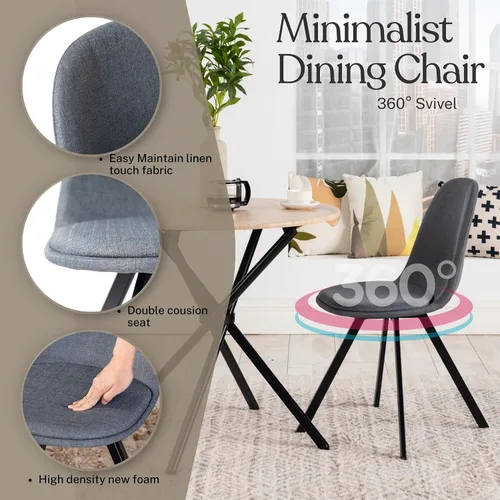 Vista 5 de Homy Casa Juego de 4 sillas giratorias de comedor, sillas laterales giratorias de 360°, sillas de estilo moderno de mediados de siglo, sillas