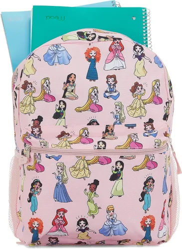 Vista 7 de Disney Mochila Princess Allover - Cenicienta Campana Tinker Blancanieves para toda la escuela para niñas niños y adultos Rosa Allover