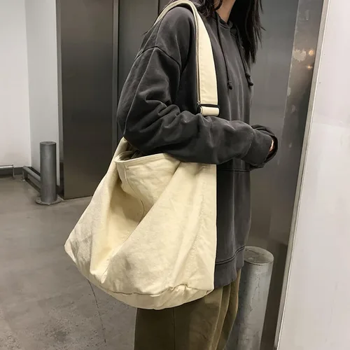 Vista 6 de Bolso de lona para mujer, bolso cruzado casual de gran capacidad, bolso de hombro casual para hombre y mujer