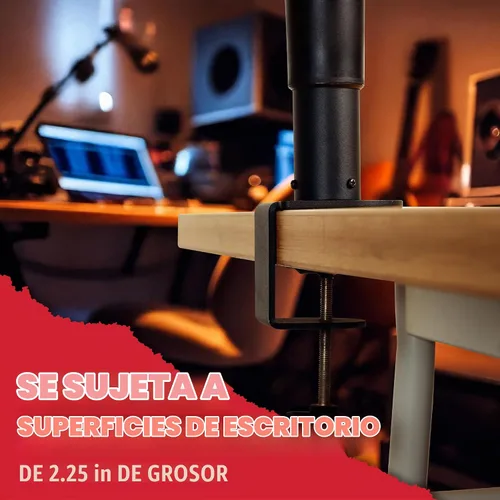Vista 4 de Gator Frameworks Soporte de escritorio con abrazadera para monitor de estudio y altavoz con superficie acolchada de espuma EVA, ángulo ajustable