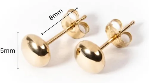 Vista 4 de 14k Solid Gold Flat Ball Stud Earrings for Women Modern Button-Style Studs with Butterfly Backs Hypoallergenic & Tarnish-Resistant Sizes 3mm to