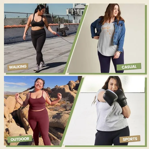 Vista 4 de HLTPRO Paquete de 3 leggings de talla grande con bolsillos para mujer, color negro, cintura alta, control de abdomen, pantalones de yoga suaves