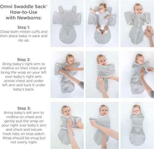 Vista 6 de SwaddleDesigns Saco Envolvente Omni de 6 Vías con Brazos Arriba para Recién Nacido, Más Opciones para Calmar el Reflejo de Sobresalto, Mejora