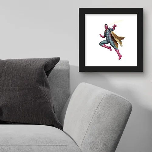 Vista 4 de Trends International Gallery Pops Marvel Comics Avengers - Póster de pared de Visión, 12 x 12 pulgadas, versión enmarcada en negro