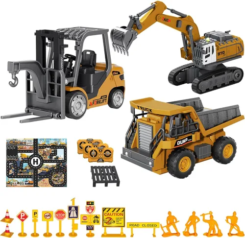Vista 9 de 2 PCS Mini RC Vehículos de Construcción Juguete 1:64 Excavadora y Camión Excavadora y camión volquete