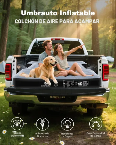 Vista 3 de Colchón de aire Umbrauto para camas de camión cortas de tamaño completo de 5.5-5.8 pies, colchón de aire inflable para tienda de camión con bomba