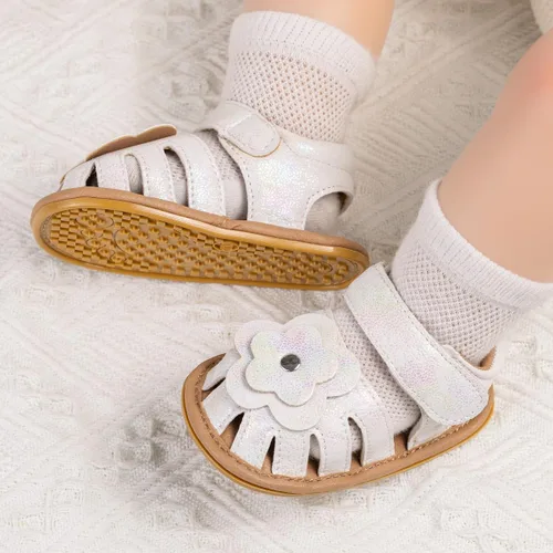 Vista 83 de Meckior Sandalias de verano con punta abierta y suave de piel sintética para bebés y niñas pequeñas