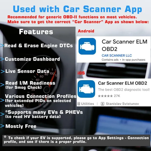 Vista 2 de Veepeak OBDCheck BLE+ Bluetooth OBD II escáner para iOS y Android, lector de código de motor de verificación de coche, herramienta de escaneo