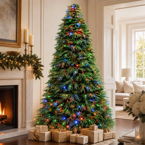 Vista 11 de Hykolity Árbol de Navidad de sauce preiluminado de 7.5 pies, 5490 puntas Sauce flocado