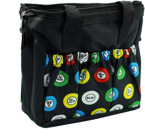 Vista 2 de Yuanhe Bolsas de Bingo Dauber con 6 Bolsillos Bolsa de Transporte Negra para Bingo