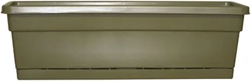 Vista 3 de Southern Patio Caja de ventana con borde enrollado de 18" con bandeja adjunta, terracota