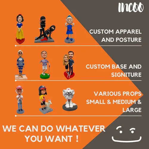 Vista 5 de Figura de Bobblehead personalizada de 6 pulgadas, regalos personalizados para novio, figura de cabeza de automóvil, regalo hecho a mano para mejor