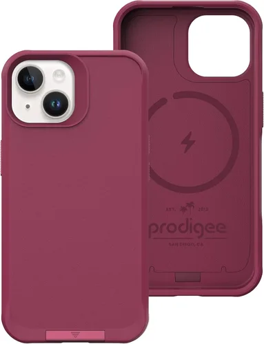 Vista 3 de Prodigee iPhone 15 Balance Burgundy Acabado liso + soporte Prueba de caídas Cubierta de doble capa Compatible con carga inalámbrica A