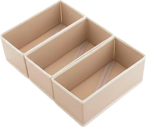 Vista 9 de Organizador pequeño plegable de tela para cajones, paquete de 3, contenedores de almacenamiento transpirables de 11 pulgadas para calcetines, ropa