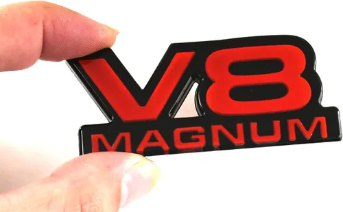 Vista 2 de 2 piezas de emblemas V8 Magnum para guardabarros de puerta con placa de identificación 3D, adhesivos de logotipo para 1500 Van, compatibles