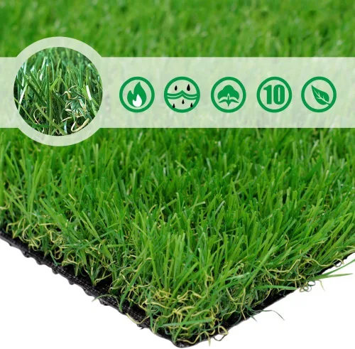 Vista 4 de Petgrow Tapete artificial realista y grueso de 4 x 7 pies para exteriores, jardín, paisaje, mascotas, tapete de césped sintético para perro, césped
