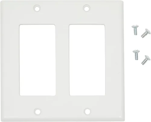 Vista 4 de Placas de pared de 2 bandas, cubierta de interruptor de doble luz (4.53 x 4.57 pulgadas, paquete de 20)