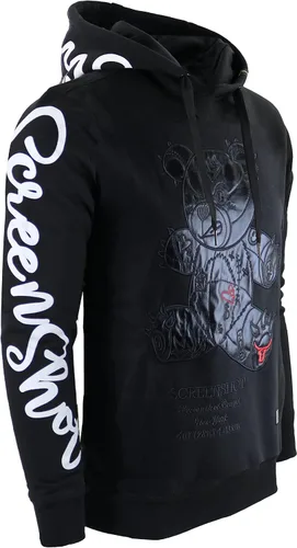 Vista 2 de SCREENSHOT Sudadera urbana de forro polar para hombre, diseño de dibujos animados de animación, parche bordado de gel