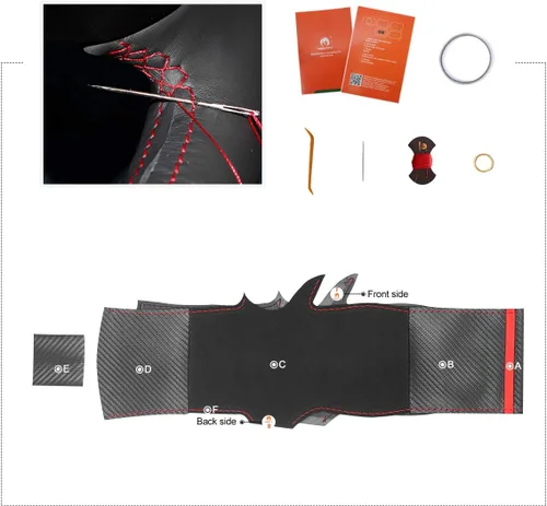 Vista 4 de MEWANT Fundas personalizadas para volante de automóvil de fibra de carbono y gamuza cosidas a mano para Mercedes-Benz AMG CLA CLS GLC GLE GLB S E