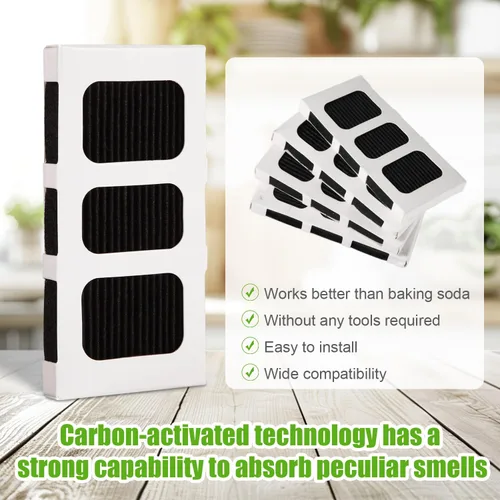 Vista 3 de 4 piezas de repuesto de filtro de aire para refrigerador, tecnología activada por carbono, filtro de aire fresco para refrigerador compatible