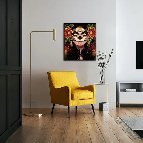 Vista 6 de Pintura por números para adultos, 16 x 20 pulgadas, pintura acrílica por números para adultos, principiantes, niños, Calavera Girl Kit de pintura