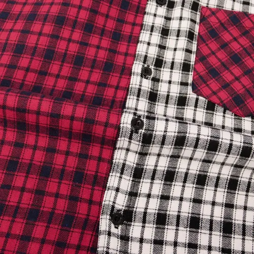 Vista 6 de Camisa sin mangas a cuadros para hombre, camisas vaqueras con botones