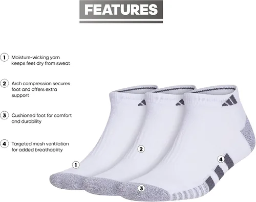 Vista 2 de adidas mens Cushioned Low Cut Socks 3-pair