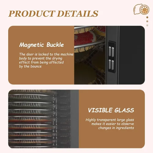 Vista 8 de 1000W 12-Tray Stainless Steel Food Dehydrator with 11.8" Diameter-Large Trays 86-194°F Temp Control, Overheat Protection Efficient for Drying