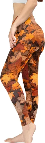Vista 5 de PZZ BEACH Leggings de yoga de cintura alta, pantalones deportivos largos para acondicionamiento físico con patrón novedoso