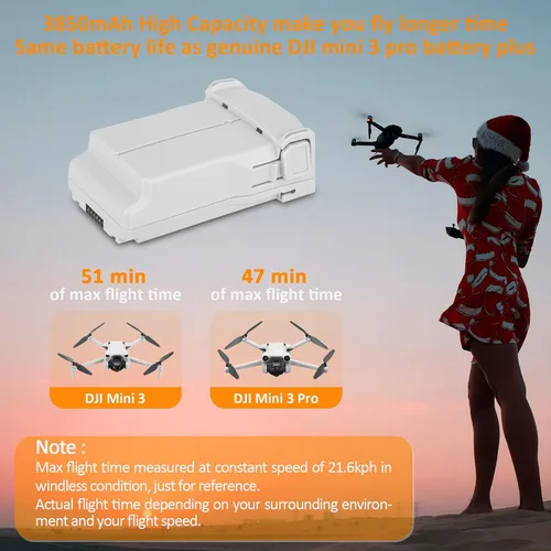 Vista 4 de Mini 3 baterías recargables 1 paquetes 3850mAh reemplazo para mini 3/mini 3 pro batería compatible con DJI Mini 3/Mini 3 Pro Drone