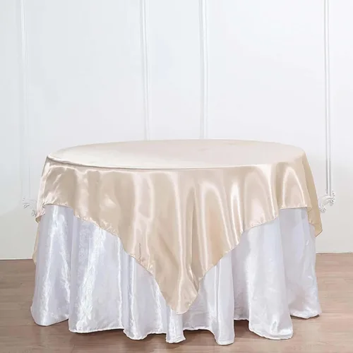 Vista 48 de Efavormart Paquete de 5 Sobremanteles Cuadrados de Satén de 60" para Decoraciones de Mesa de Bodas, Catering y Fiestas, Cubierta de Mantel Negro