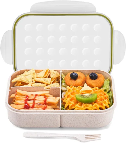 Vista 15 de MISS BIG® Fiambrera estilo bento,Fiambrera estilo bento para niños,Fiambrera para niños,Fiambrera para niños a prueba de fugas,Contenedores