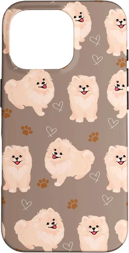 Vista 20 de Funda marrón para iPhone 13 Pro Max con diseño de pomerania y cachorros