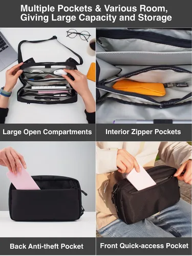 Vista 3 de Bolso bandolera compacto con correa extraíble para hombres y mujeres, pequeño paquete cruzado de cintura casual para viajes, trabajo, gimnasio