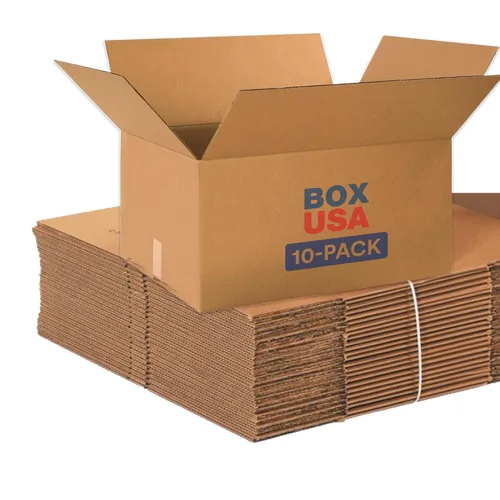 Vista 9 de Box USA Cajas de envío de 24 pulgadas de largo x 18 pulgadas de ancho x 12 pulgadas de alto, paquete de 10 cajas grandes de cartón corrugado