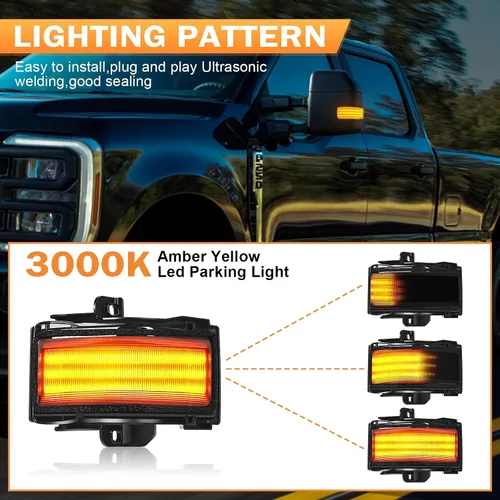 Vista 3 de [2 piezas] Marcador de espejo lateral luces intermitentes para Ford F150 F250 F350 F450 F550 Super Duty 2017 2018 2019 2020 2021 2022 2023, lámparas