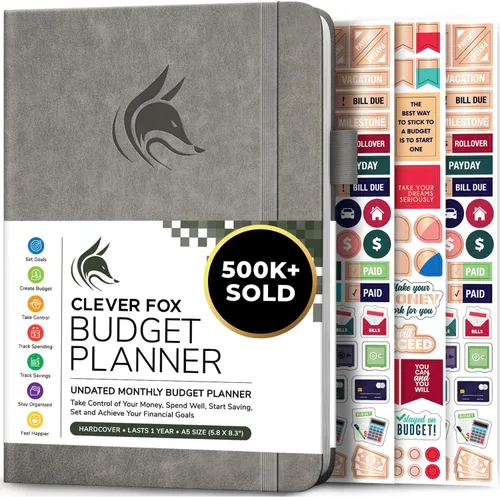Vista 26 de Clever Fox Planificador de presupuesto de bolsillo, mini cuaderno de seguimiento de gastos. Organizador de presupuestos mensual, cuaderno